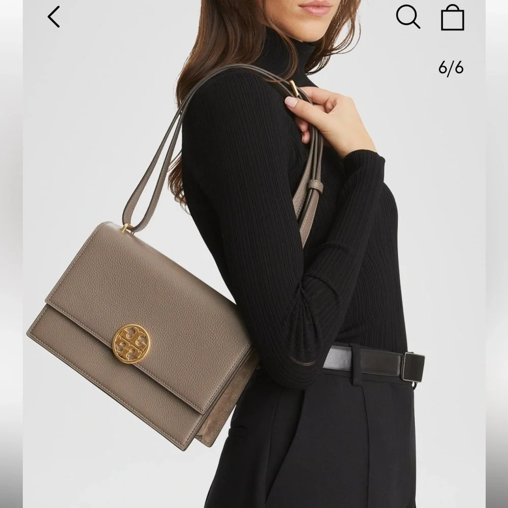 New Tory Burch Miller Pebbled Leather Shoulder Bag